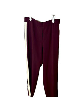 Babaton Women's Burgundy Track Pants with White Stripe triacetate blend size 8